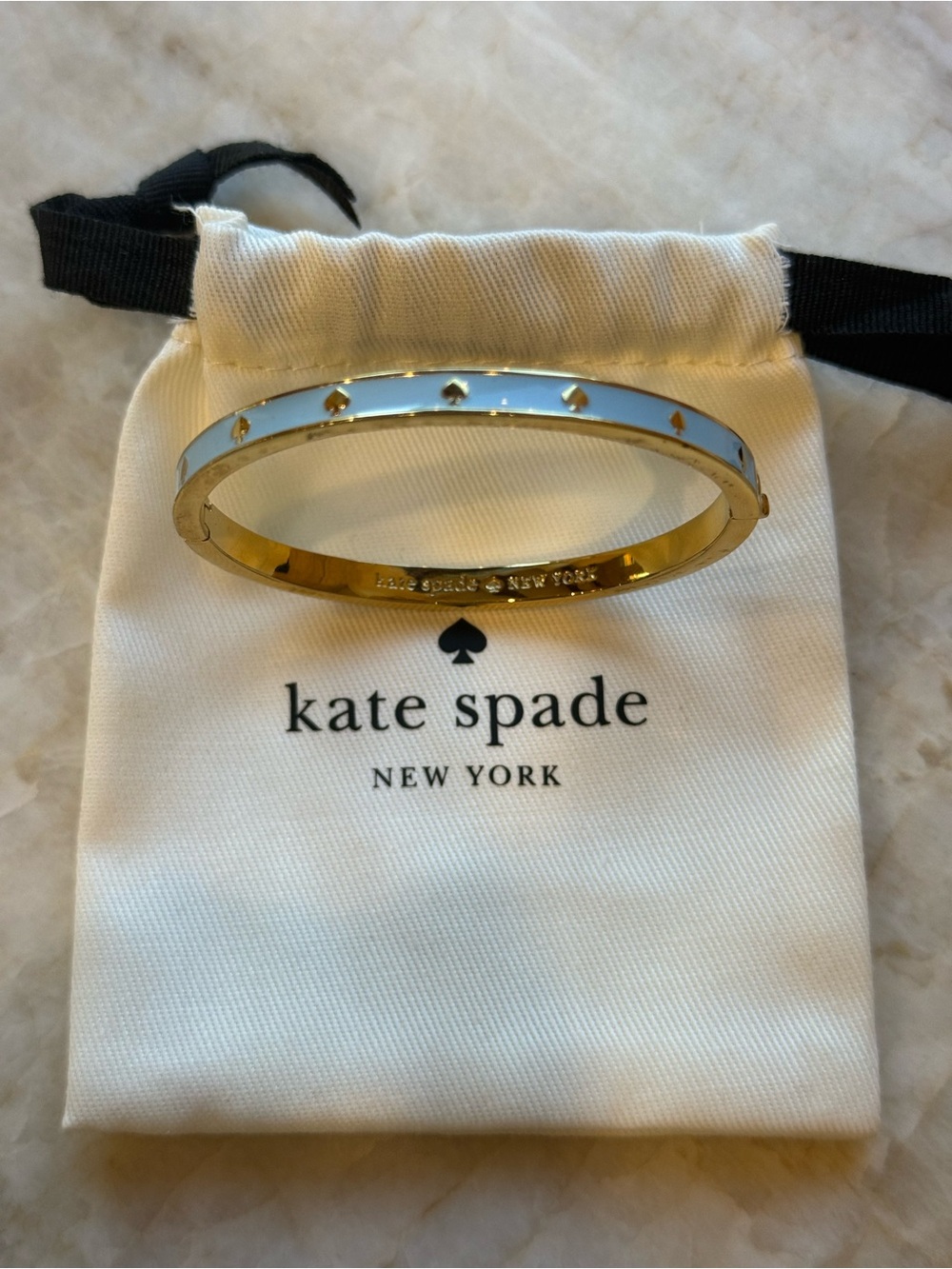 kate spade Gold & Light Blue Enamel Spade Accent Bangle
